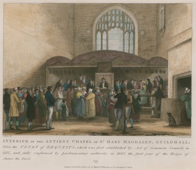 Interiör av det antika kapellet St Mary Magdalene, Guildhall av George Jones