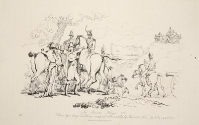 La Sainte Haye: Nära en stor byggnad som växelvis används av vän och fiende, pub. J. Booth, 1816 av George Jones