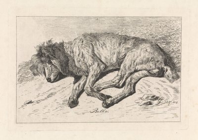 sovande hund Bello (titel på objekt) av George Jooss