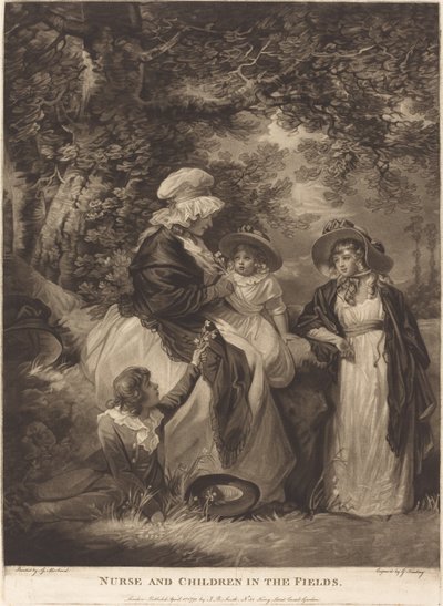 Sjuksköterska och barn i fält av George Keating after George Morland