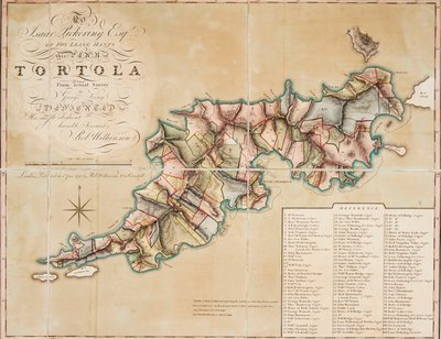 Plan över Tortola från undersökning av George King av George King