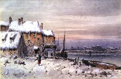 Riverside House i Winter Freeze av George Knox