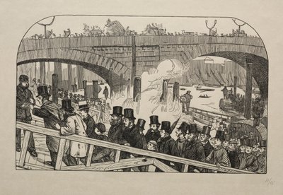 The Living Stream at London Bridge - Under the Bridge, 1863. av George Louis Palmella Busson Du Maurier