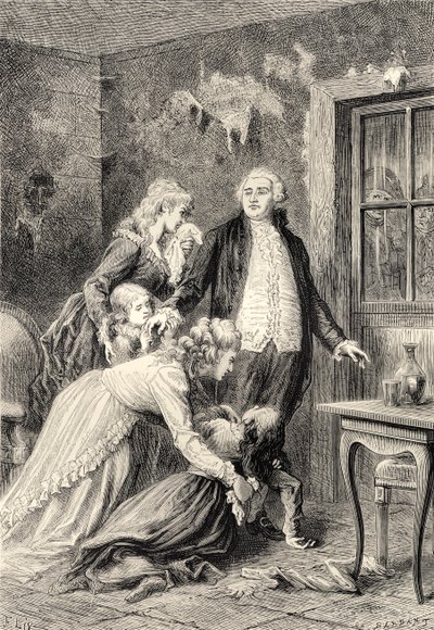 Kungens farväl till sin familj i januari 1793 (gravyr) av Bartolome Esteban and studio Murillo