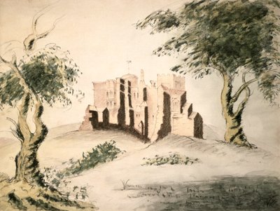 The Old Manor House of Woodstock, 1700-tal (wc och krita på papper) av George Marquis of Blandford