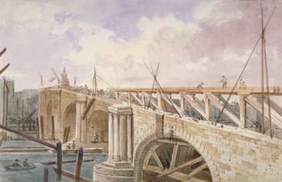 Rivningsarbete utförs på Blackfriars Bridge, 1864 av George Maund