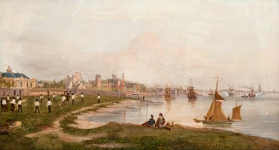 Magdalen Green före järnvägen från Dundee till Perth av George McGillivray