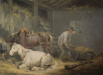 Hästar i ett stall, 1791 av George Morland