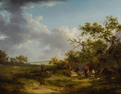 Landskap med ett zigenarläger (olja på duk) av George Morland