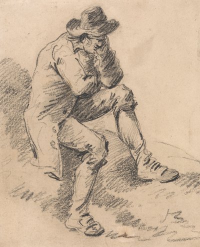 Man som sitter på en bank av George Morland