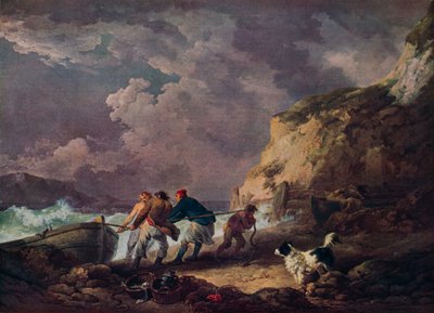 Stranden: Fiskare som drar i en båt, 1791. av George Morland