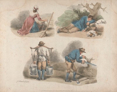 Uppsättning av fem: Studier av arbetare av George Morland