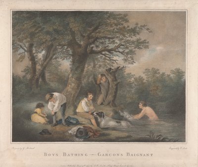 Set om fyra: Pojkar som badar av George Morland