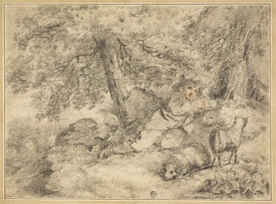 Herdepojke med lamm i skogen av George Morland