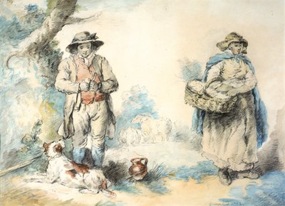 The Higglers (pastell (svart) och akvarell på papper (klistrad på papper)) av George Morland