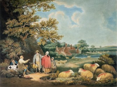 The Shepherds, graverad av William Ward (1766-1826), pub. av H. Morland, 1806 (mezzotintgravyr) av George Morland