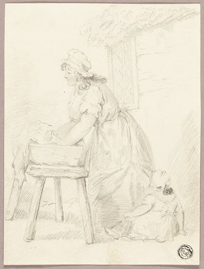 Kvinna som tvättar kläder av George Morland
