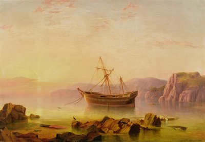 Ett fartyg för ankar i en vik vid solnedgången av George Mounsey Wheatley Atkinson