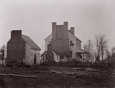 Lewis hus. Battlefield of Bull Run, 1861-62. av George N. Barnard
