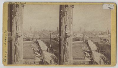 Stereografvy av Clark Street efter branden i Chicago 1871 av George N. Barnard