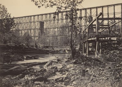 Trestle Bridge vid Whiteside, 1860-talet. av George N. Barnard