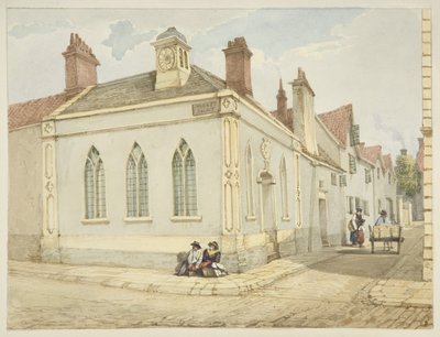 Trinity Chapel and Almshouse (penna och akvarell på papper) av George Orleans Delamotte