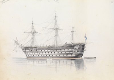 HMS "Trafalgar" i Grand Harbour, Malta av George Pechell Mends