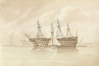 HMS "Trafalgar" utanför Sheerness, från "Shannon", 28 december 1850 av George Pechell Mends