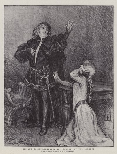 Madame Sarah Bernhardt i Hamlet på Adelphi av George Percy Jacomb Hood