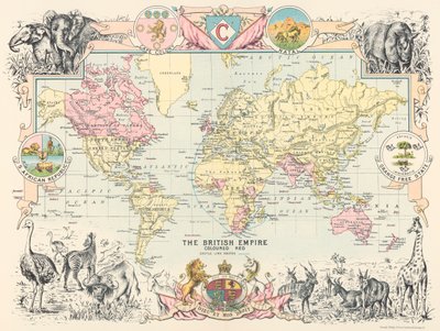 Karta över det brittiska världsimperiet, från Castle Line Atlas of South Africa av George Philip
