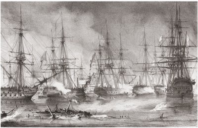 Sjöslaget vid Navarino den 20 oktober 1827, 1828 av George Philip Reinagle