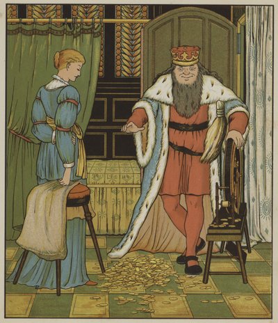 Illustration till rumpelstiltskinn av bröderna Grimm av George R. Halkett