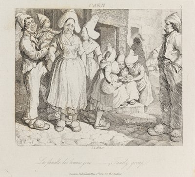 Family Group, Caen, ca 1821 (etsning) av George Robert Lewis
