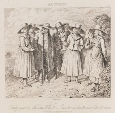 Familjebråk, Gmunden, ca 1821 (etsning) av George Robert Lewis