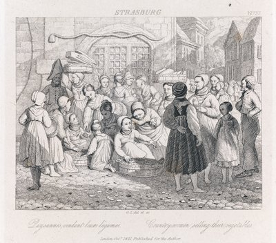 Peasants Selling, Strasburg, ca 1821 (etsning) av George Robert Lewis