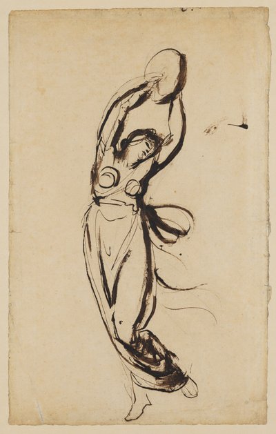 En nymf som dansar med en tamburin av George Romney