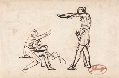 En krigare som tar farväl av sin familj, möjligen Hektors avfärd av George Romney