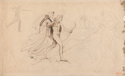 Apollo, Diana och ryttaren i ”Niobes barns död” av George Romney