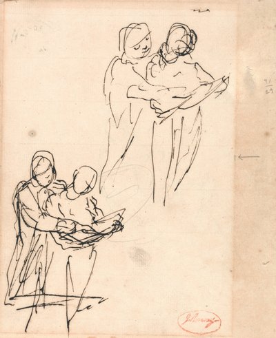 Par som granskar en bok av George Romney