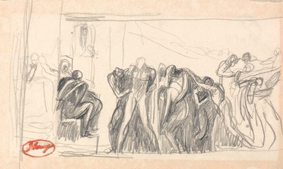 Bildkomposition; Fånge inför en domare av George Romney