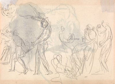 Studie i figurkomposition: Män som avvärjer ett angrepp på sina familjer av George Romney