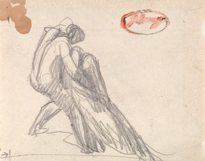 Figur som stöttar en figur som svimmar av George Romney