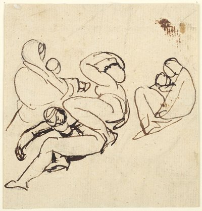 Figurstudier av kvinnor och barn som lider av George Romney