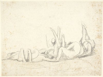En grupp lidande figurer på marken  (studie till ”Howard besöker fängelserna”) av George Romney