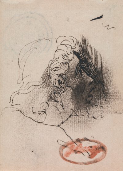 En mans huvud i profil av George Romney