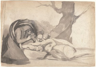 Den unge Shakespeare, uppfostrad av tragedi och komedi av George Romney