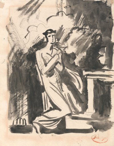 Iphigenia knäböjande vid ett altare av George Romney