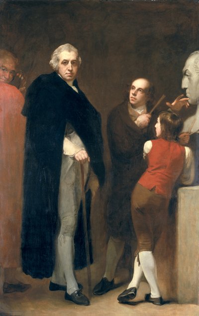 John Flaxman (1755-1826) modellerar sin byst av William Hayley (1745-1820), ca 1791-92 av George Romney