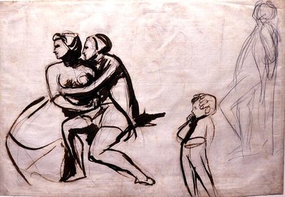 Lovers Espied by a Child (penna- och bläcktvätt) av George Romney