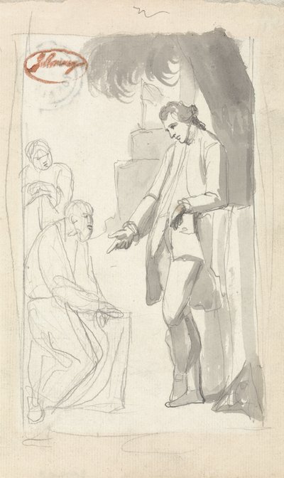 Major Pierson and the Brahman (grå tvätt och grafit på lagt papper) (se 153906) av George Romney